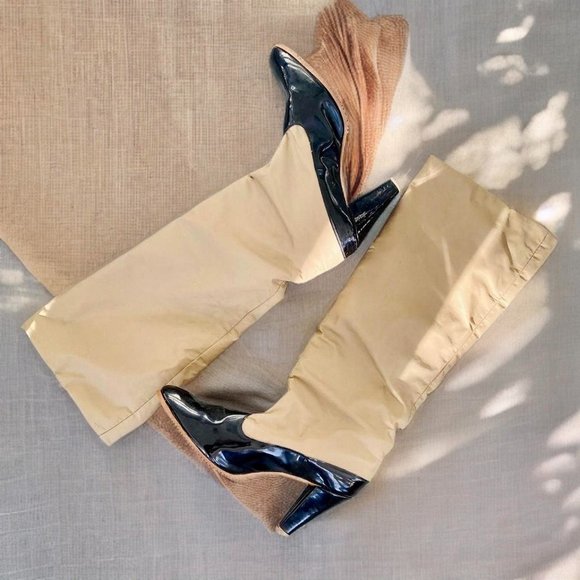 Vintage 60s mod patent vinyl high heel boots by Golo 8.5 - Picture 1 of 4